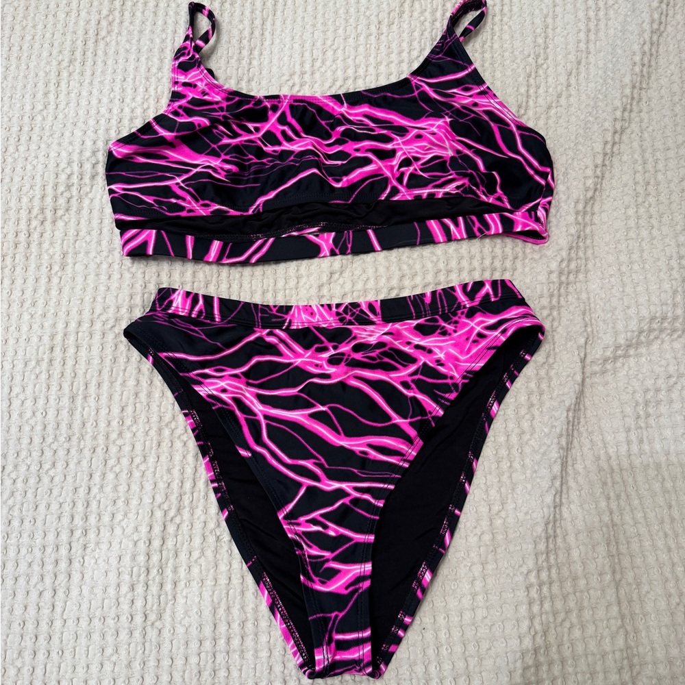 iHeartRaves Pink and Black Bikini